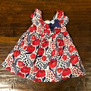 Red and navy floral dress